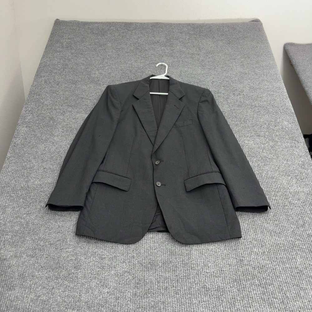 Vintage Barneys New York Blazer Mens 42R Grey Wool Two Button Classic Formal